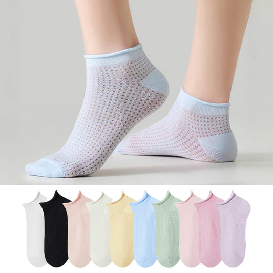 Elasticity Mesh Soft Cotton Ankle Socks(10 Pairs)