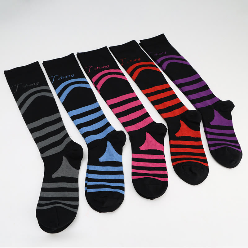 Letter Stripes Compression Socks(5 Pairs)