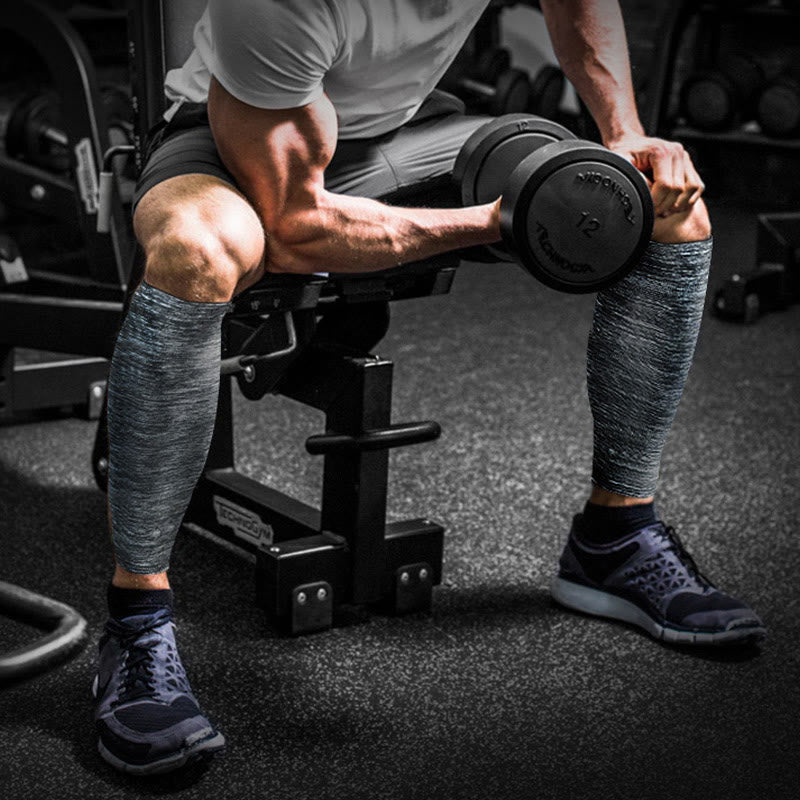 Plus Size Grey Calf Compression Sleeves