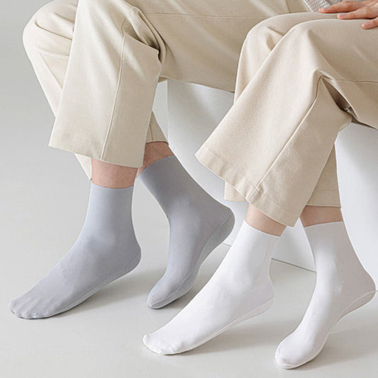 Plus Size Ice Silk Solid Color Quarter Socks(6 Pairs)
