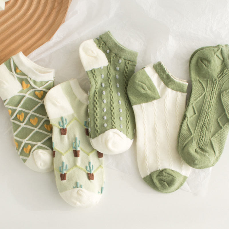 Green Cactus Ankle Socks(5 Pairs) - image 2