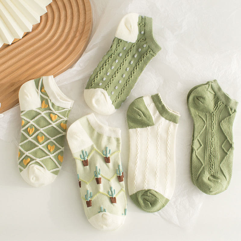 Green Cactus Ankle Socks(5 Pairs) - image 5