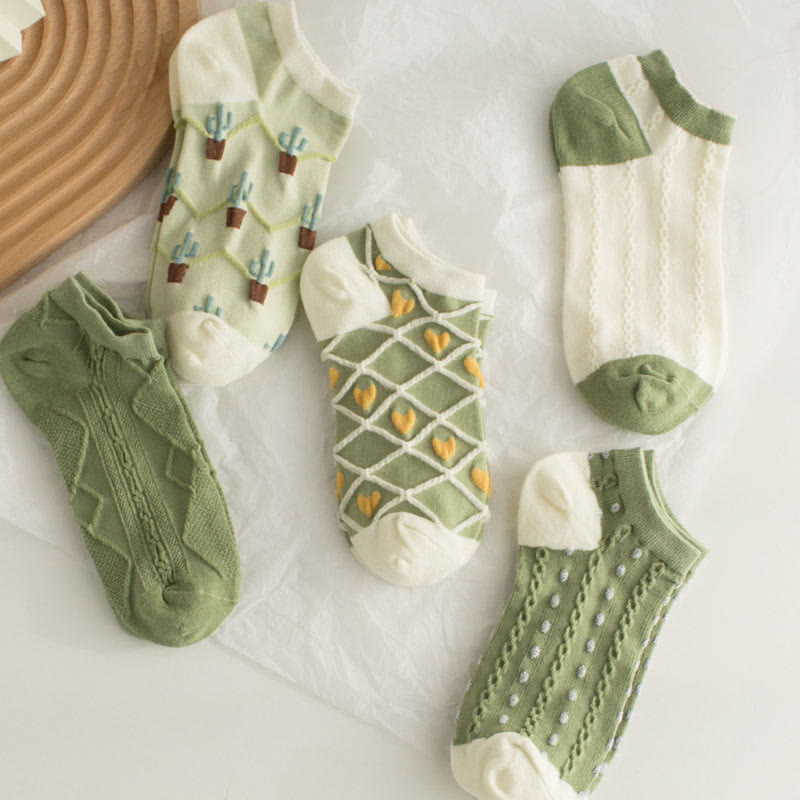 Green Cactus Ankle Socks(5 Pairs) - image 4
