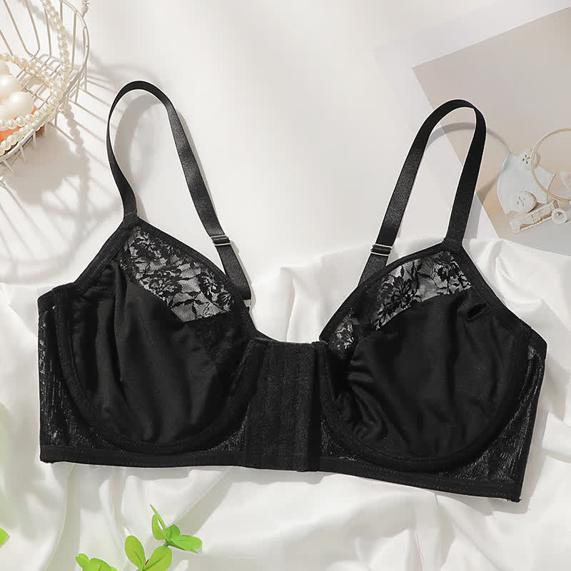 Front Closure Lace Push Up Underwire Bra