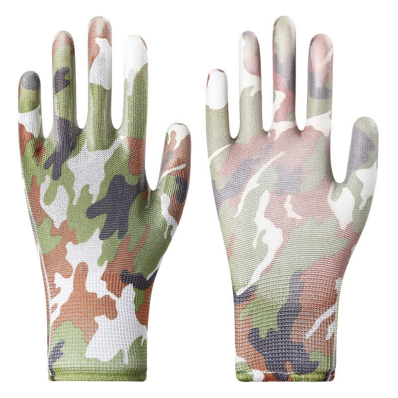 Floral Print Abrasion Resistant Gardening Work Gloves(12 Pairs) - Green - One Size - image 5