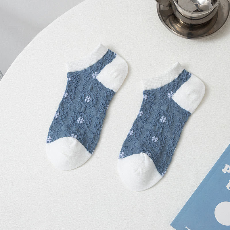 Blue Flowers Ankle Socks(5 Pairs) - image 5