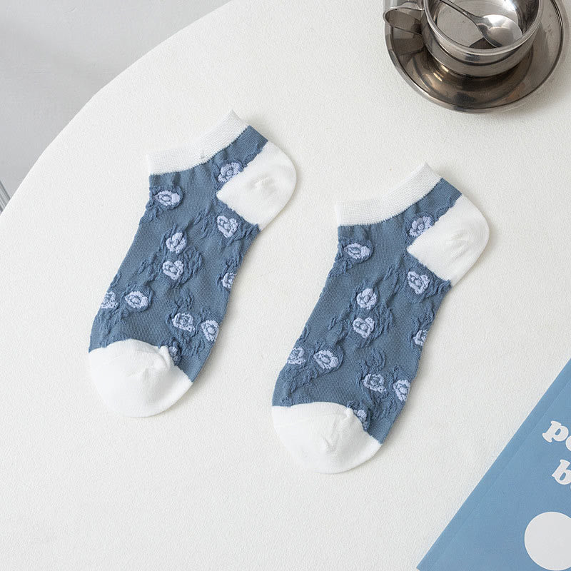 Blue Flowers Ankle Socks(5 Pairs) - image 4