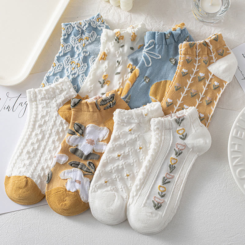 Forest Flowers Ankle Socks(8 Pairs) - Multicolor - EU36-40(US3-7) - image 1