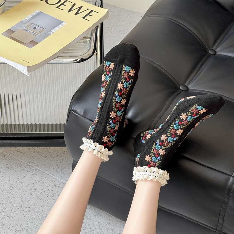 Retro Floral Ankle Socks(5 Pairs) - image 2