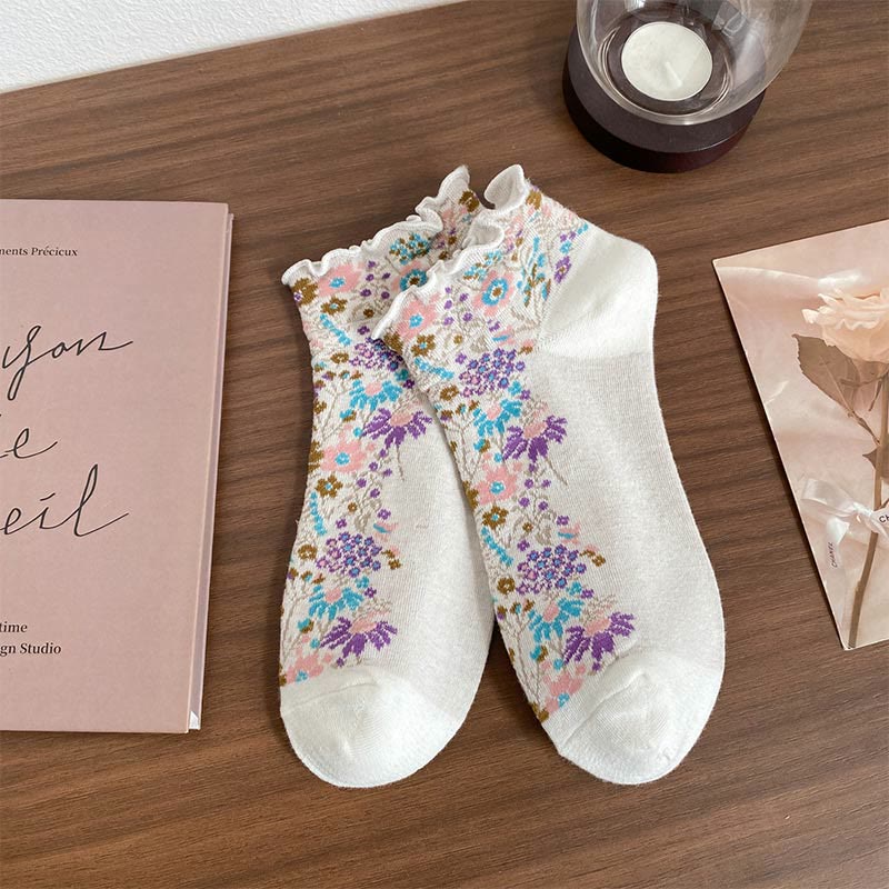 Retro Ethnic Style Ankle Socks(5 Pairs) - White - EU36-40(US3-7) - image 12