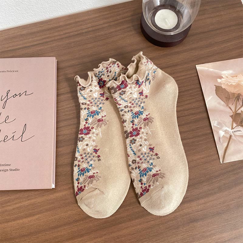 Retro Ethnic Style Ankle Socks(5 Pairs) - Khaki - EU36-40(US3-7) - image 11