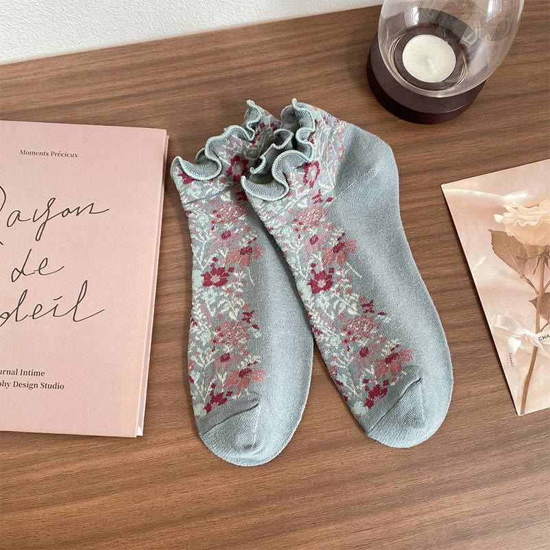 Retro Ethnic Style Ankle Socks(5 Pairs) - Green - EU36-40(US3-7) - image 14