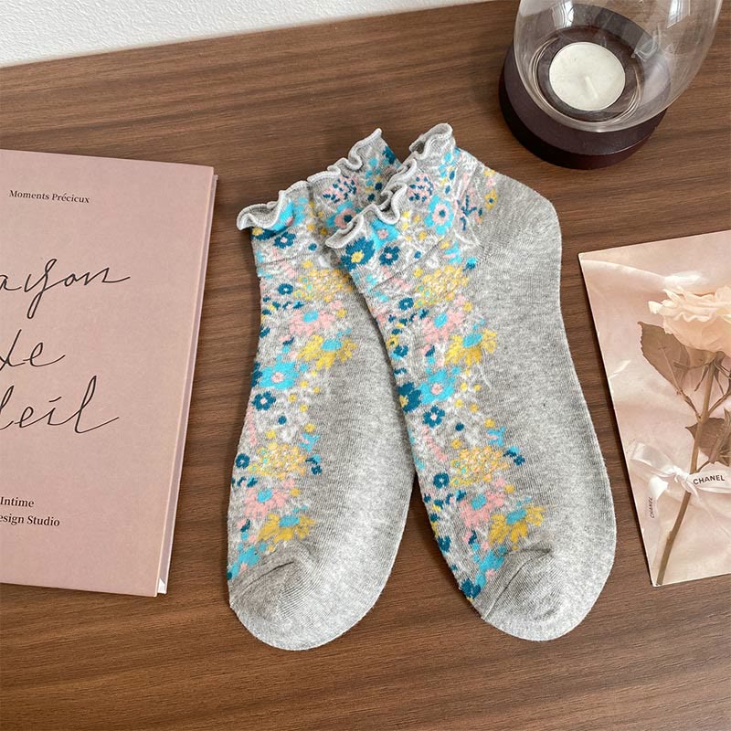 Retro Ethnic Style Ankle Socks(5 Pairs) - Grey - EU36-40(US3-7) - image 13