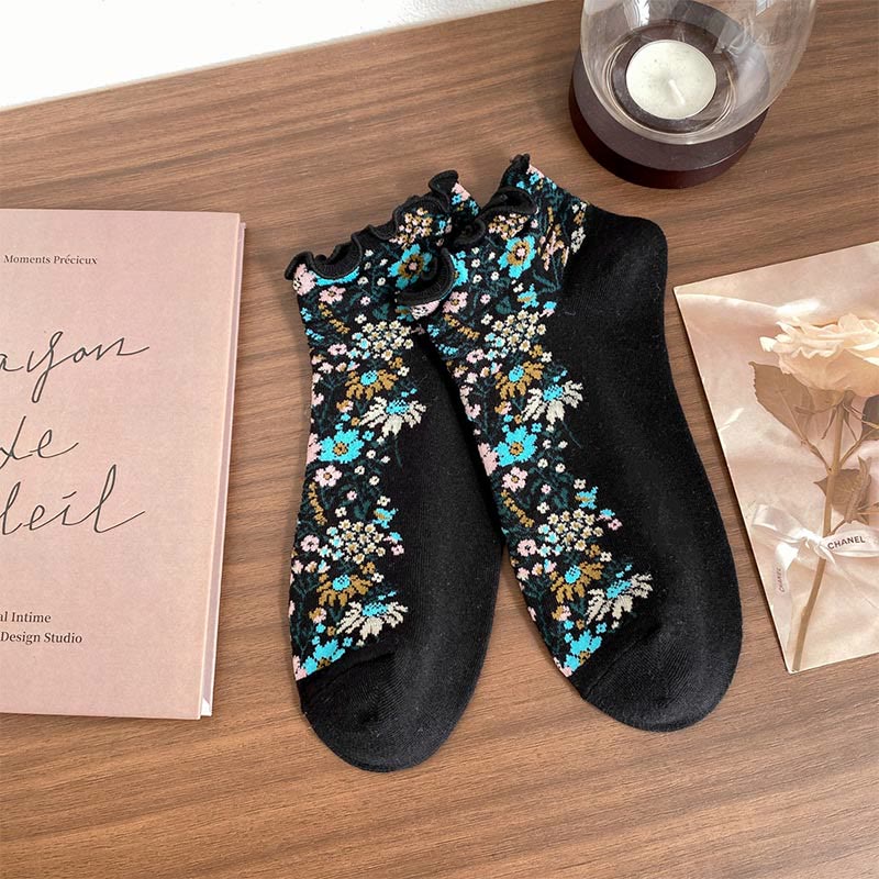 Retro Ethnic Style Ankle Socks(5 Pairs) - Black - EU36-40(US3-7) - image 15