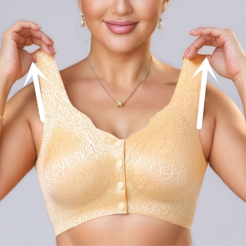 Jacquard Front Closure Wireless Bra