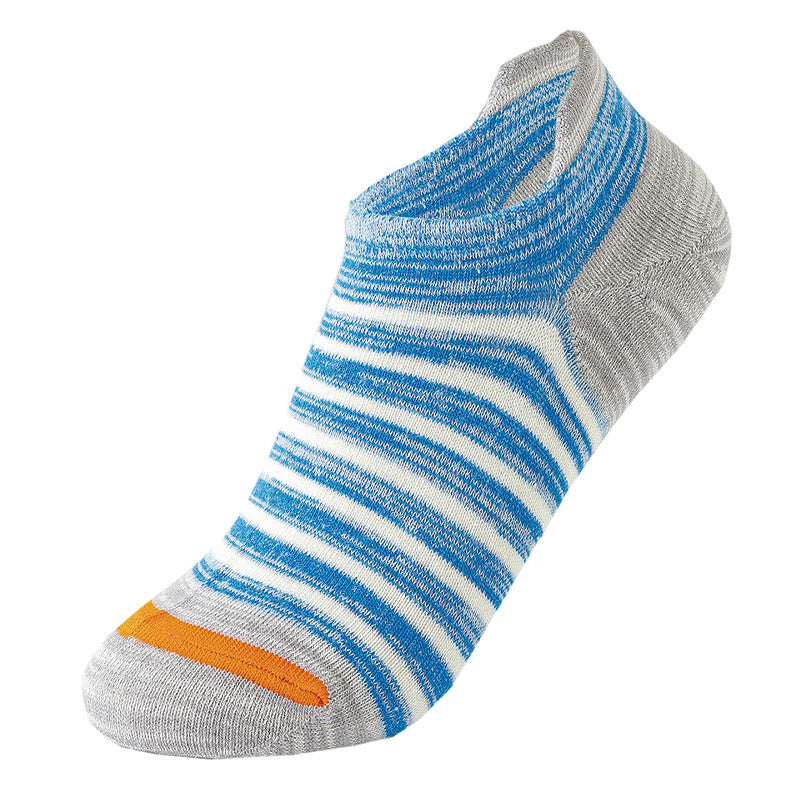 Plus Size Cotton Stripe Ankle Socks(5 Pairs) - Light Blue - EU39-44(US6-10) - image 3