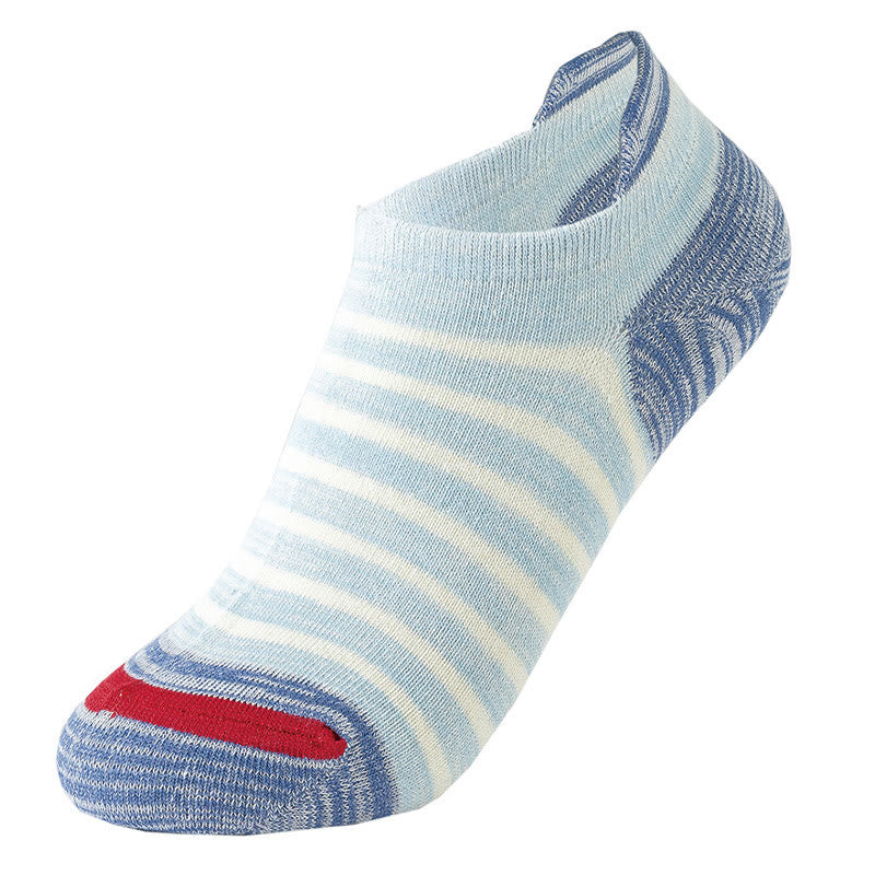 Plus Size Cotton Stripe Ankle Socks(5 Pairs) - Blue - EU39-44(US6-10) - image 4