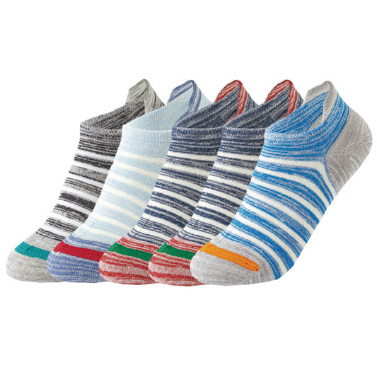 Plus Size Cotton Stripe Ankle Socks(5 Pairs) - Multicolor - EU39-44(US6-10) - image 1