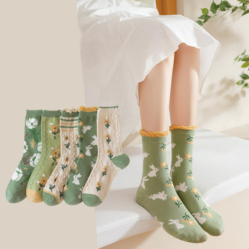 Forest Flower Stamens Quarter Socks(5 Pairs) - image 8