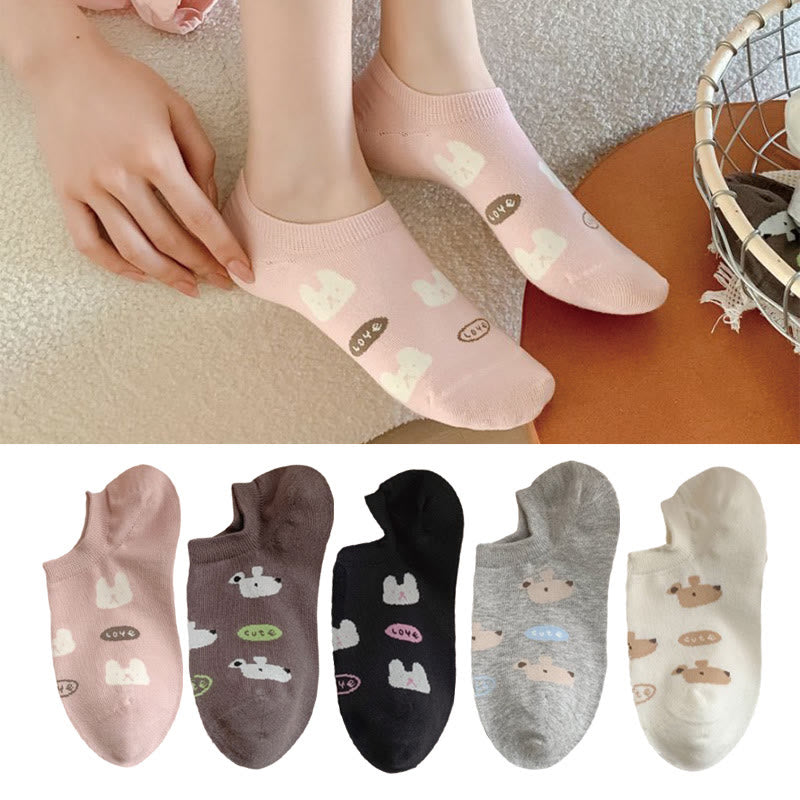 Cute Rabbit Ankle Socks(5 Pairs) - Multicolor - EU36-40(US3-7) - image 1