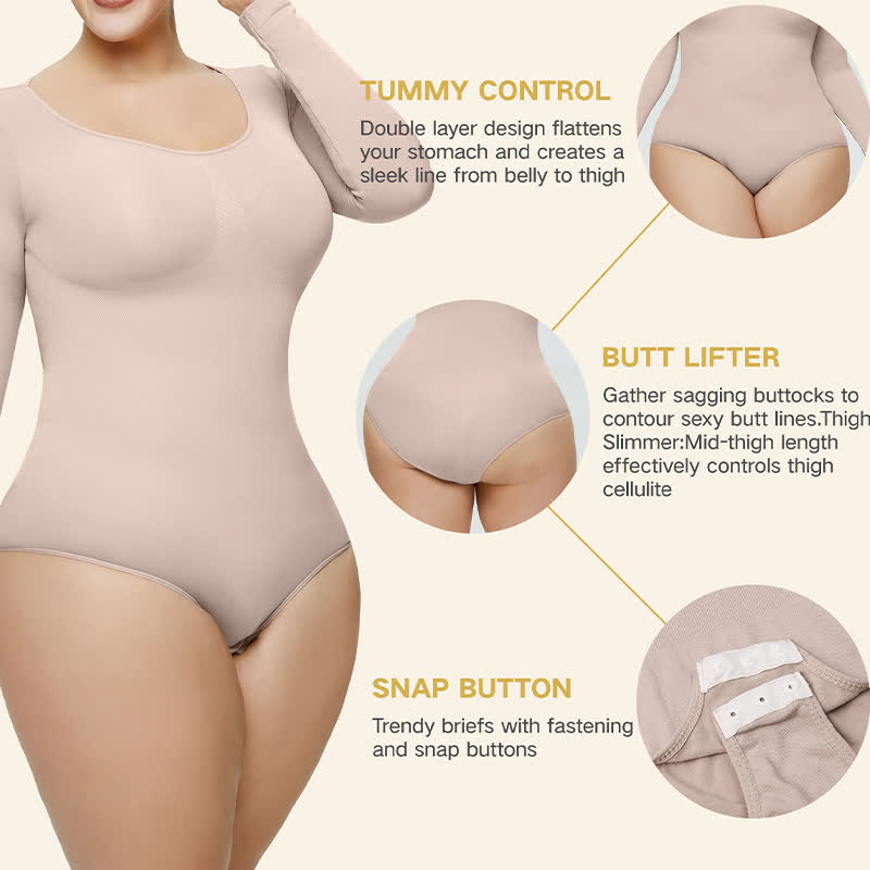 Seamless Long Sleeve Shapewear Bodysuit One Piece