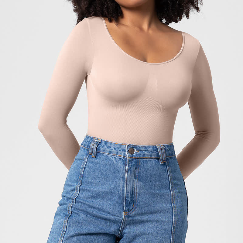 Seamless Long Sleeve Shapewear Bodysuit One Piece