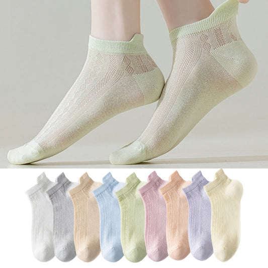 High Elastic Candy Color Ankle Socks(9 Pairs)
