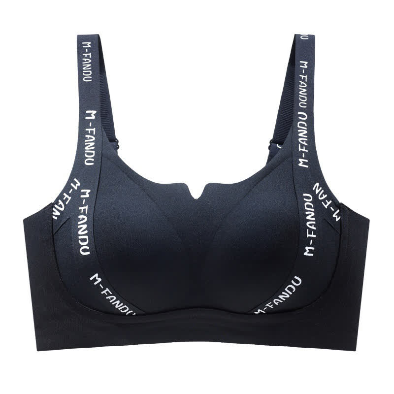 Plus Size Lightweight Letter-Print Push-Up Wireless Bra