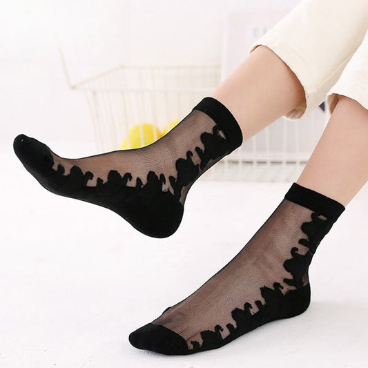 Rose Soft Ice Silk Quarter Socks(5 Pairs)