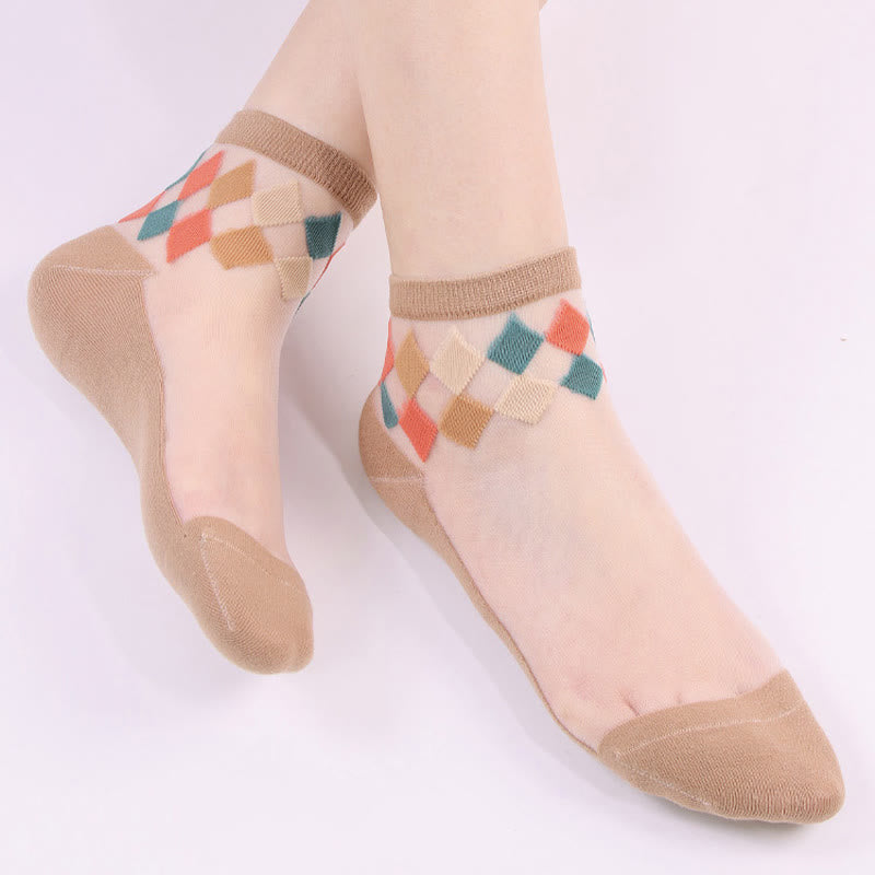 Stylish Rhombus Ankle Socks(5 Pairs) - image 10