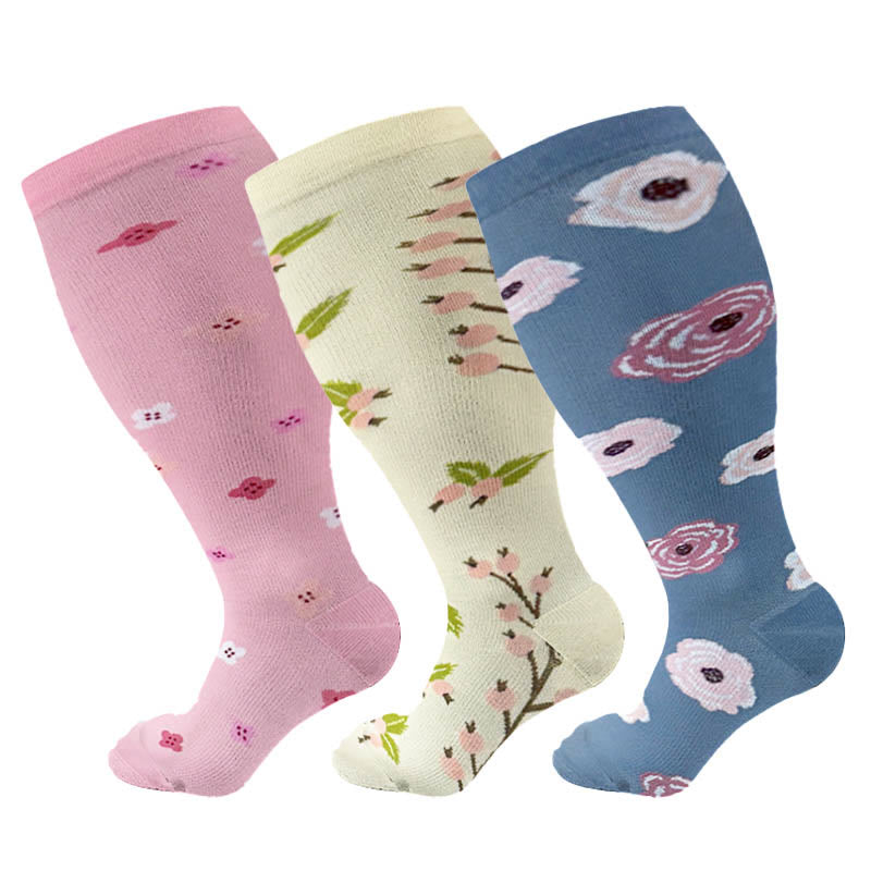 Plus Size Lute Pink Compression Socks(3 Pairs) - Multicolor B - 4XL - image 11