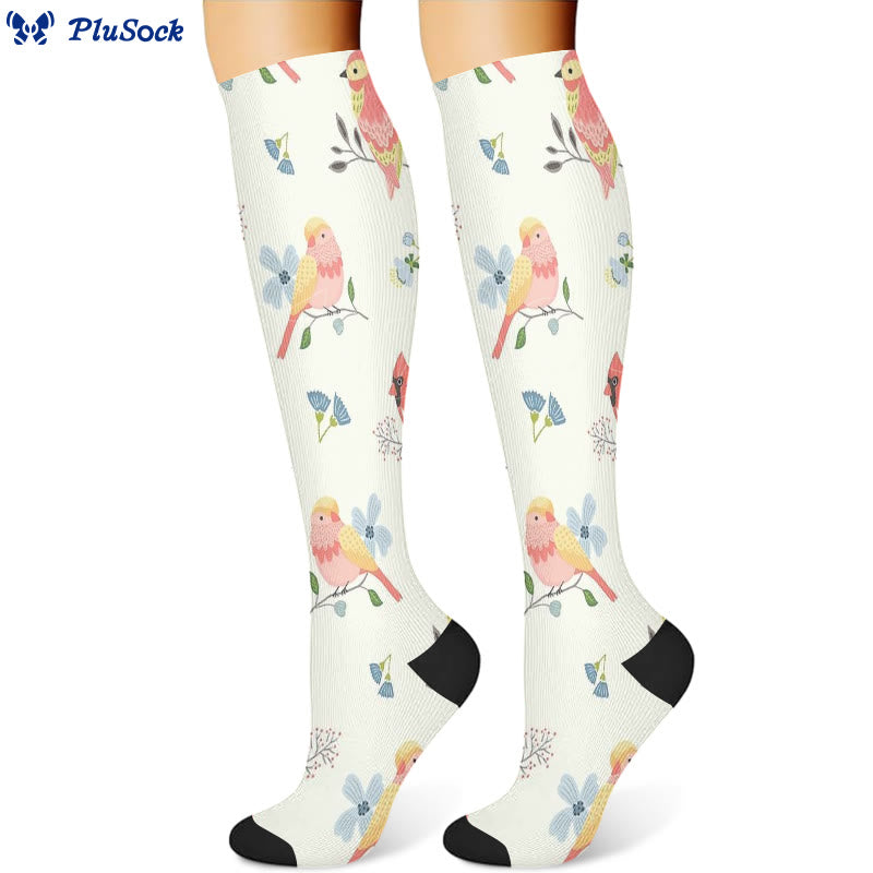 Spring Flower Birds Compression Socks(3 Pairs) - image 4