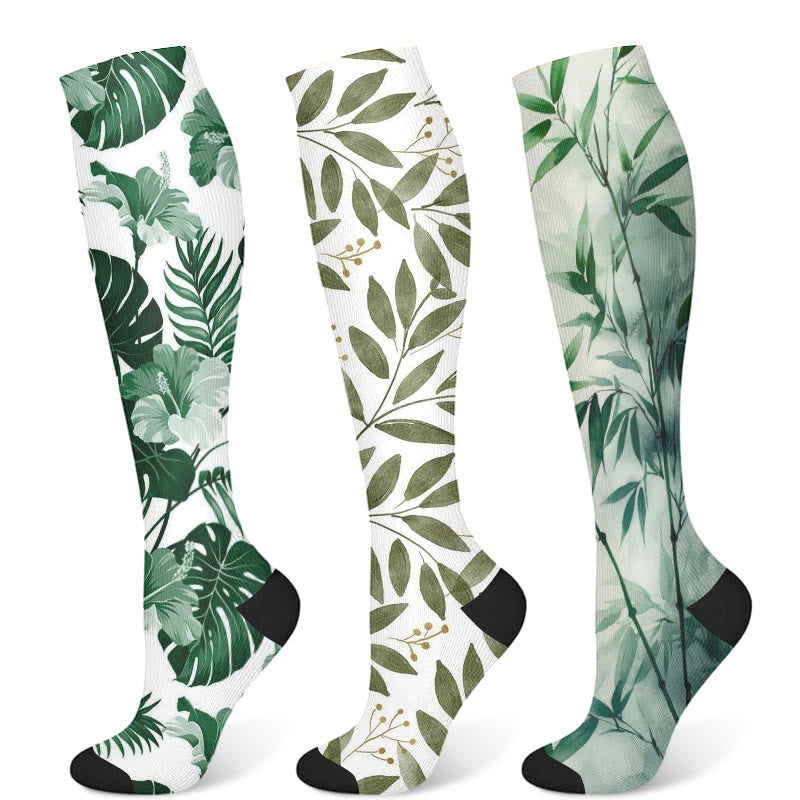 Monstera Leaves Compression Socks(3 Pairs)
