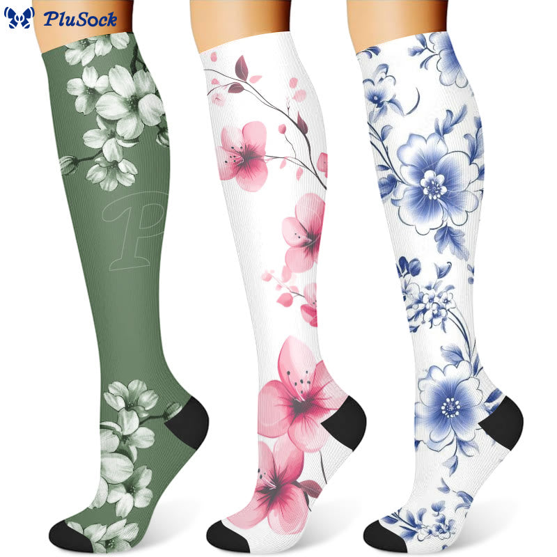 Serene Flowers Compression Socks(3 Pairs)
