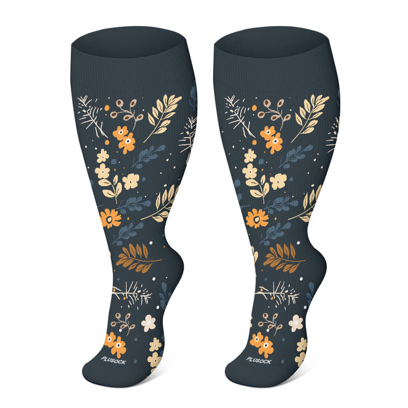 2XL-4XL Plus Size Harmonious Flowers Compression Socks - image 9