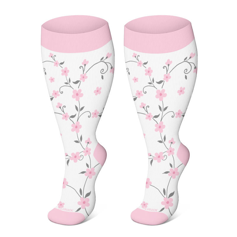 2XL-4XL Plus Size Harmonious Flowers Compression Socks - image 2