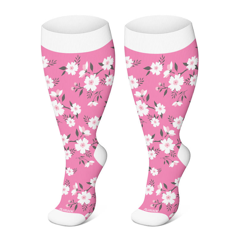 2XL-4XL Plus Size Harmonious Flowers Compression Socks - image 1