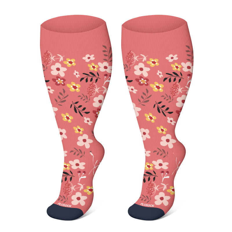 2XL-4XL Plus Size Harmonious Flowers Compression Socks - image 8