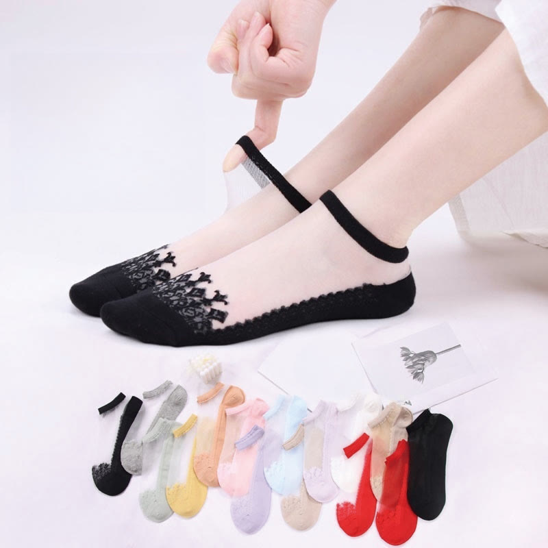Jacquard Transparent Ankle Socks(6 Pairs)