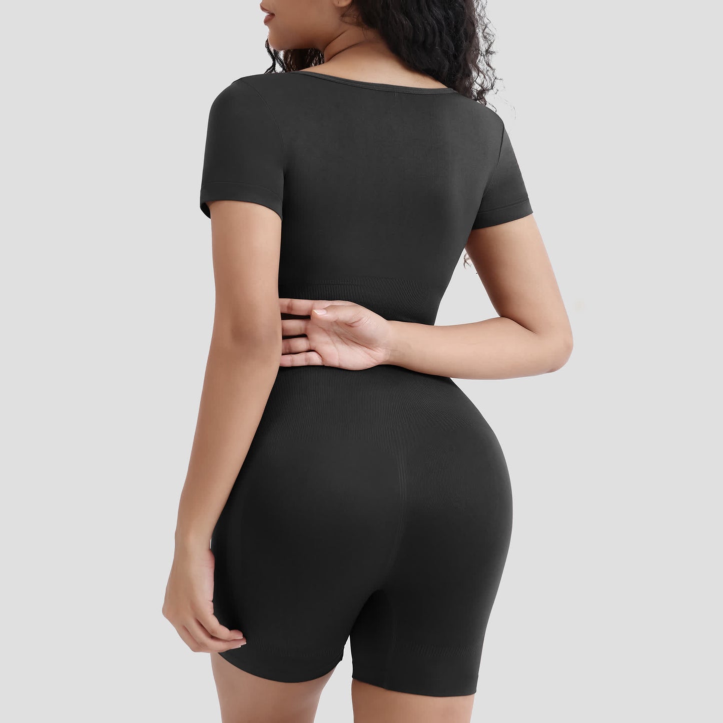 Solid Color Short Sleeve Shapewear Bodysuit