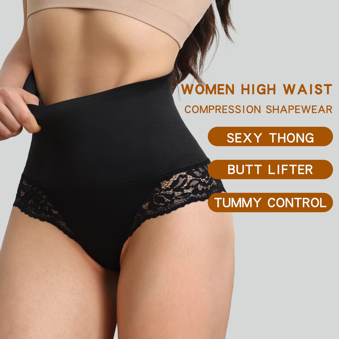 Mid Waisted Tummy Shaping Lace Panty