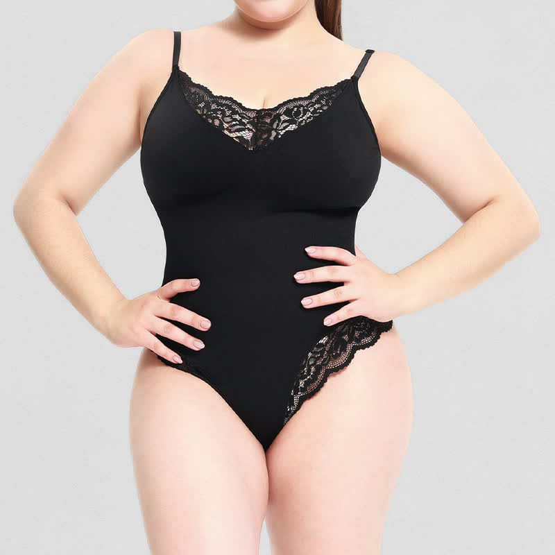 Solid Color Lace Shapewear Bodysuit