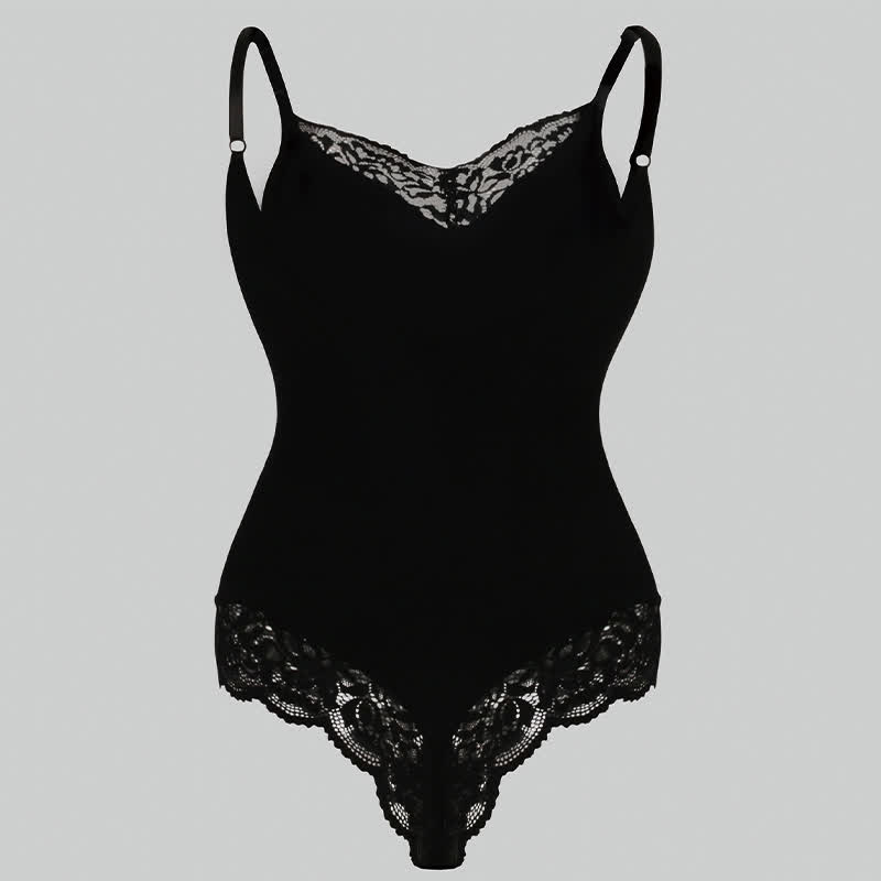 Solid Color Lace Shapewear Bodysuit