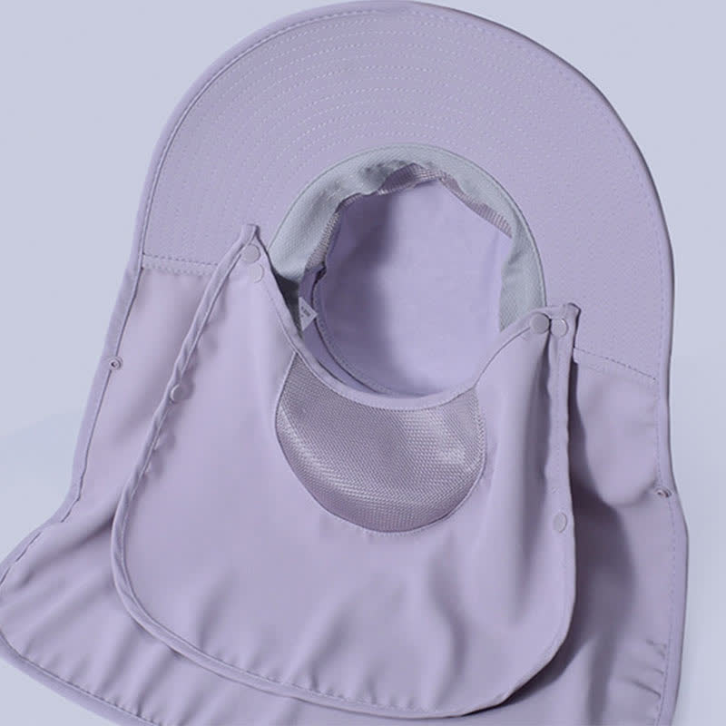 Sun Protection Bucket Hat with Attached Face Scarf