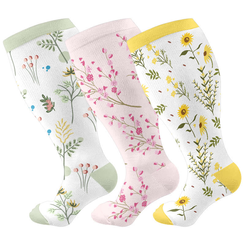Plus Size Floral Flourish Compression Socks