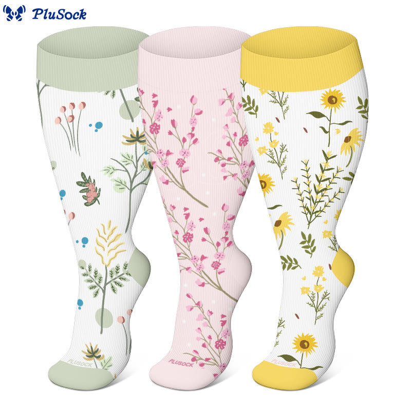 Plus Size Floral Flourish Compression Socks