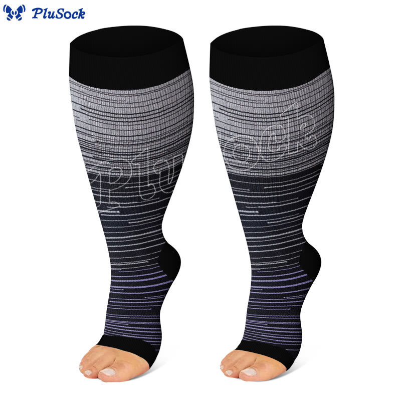 Plus Size Open Toe Compression Socks - image 3