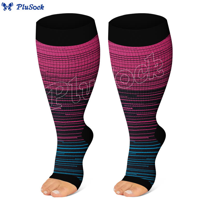 Plus Size Open Toe Compression Socks(3 Pairs) - image 4