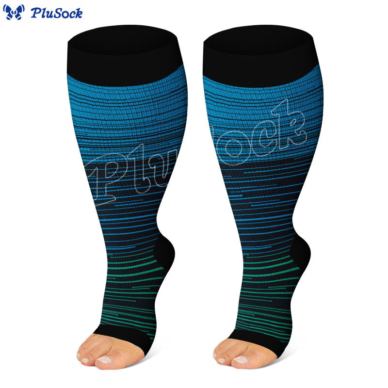 Plus Size Open Toe Compression Socks(3 Pairs) - image 5