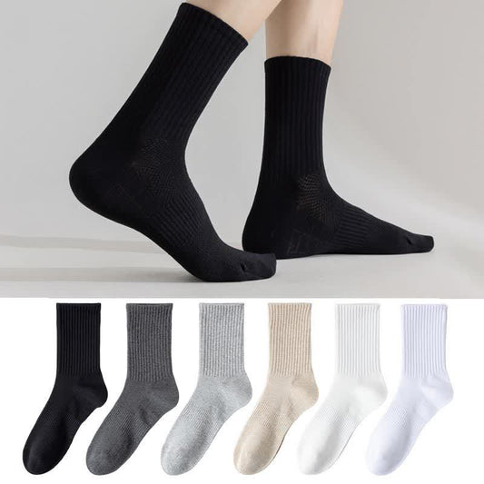 Plus Size Solid Color Breathable Sports Socks(6 Pairs)